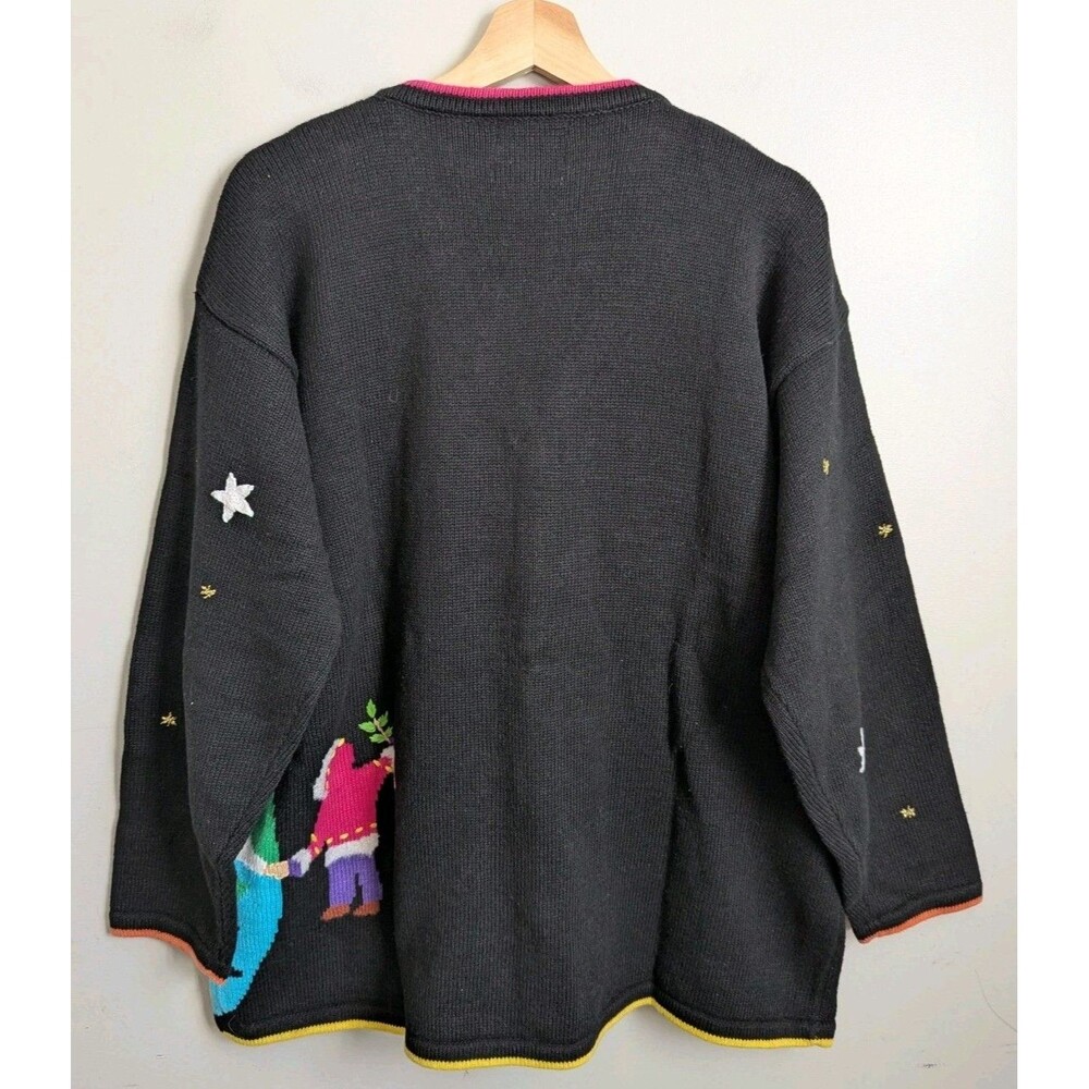 Storybook Knits 2X Cotton Teacher Cardigan Sweater Hands For World Peace NEW - Picture 2 of 11